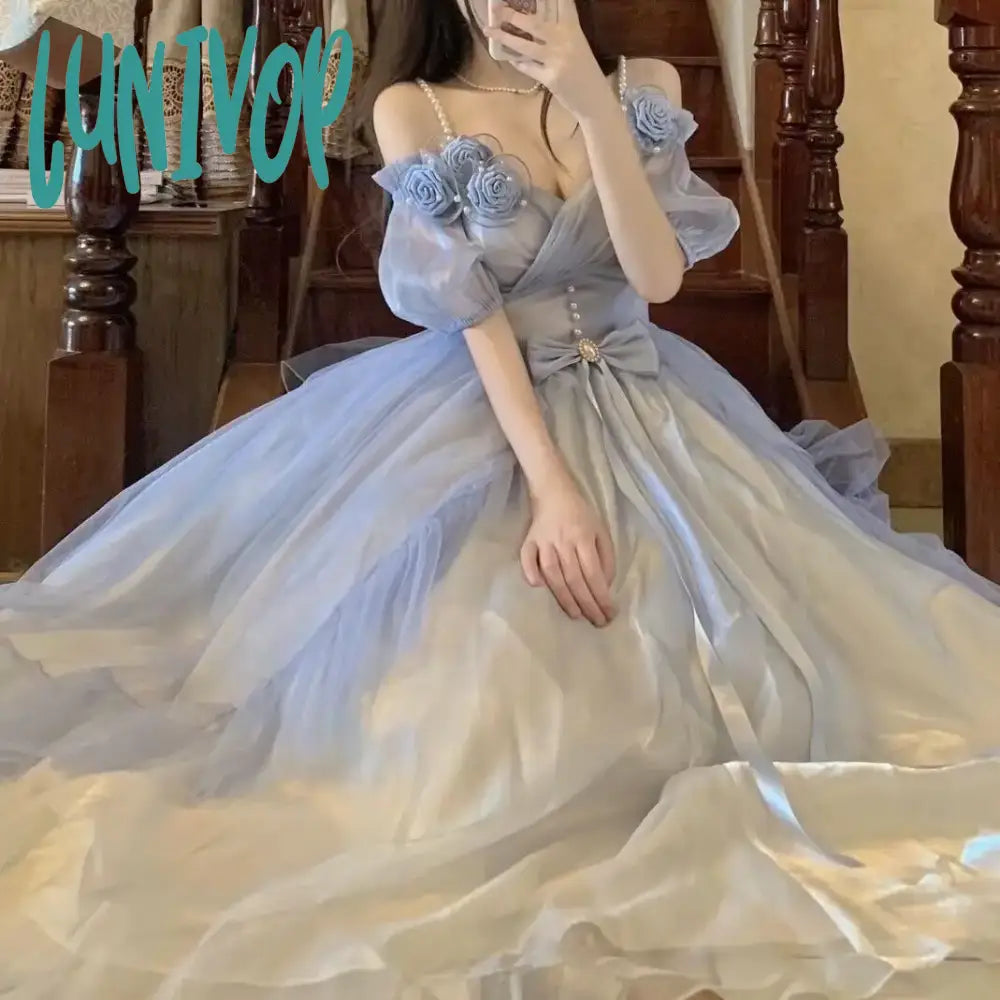 Lunivop Gradient Blue Lolita Dress Women Summer New Sweet Lolita Dress Birthday Party Dress For Young Girls A-Line Day Work Lunivop Gradient Blue Lolita Dress Women Summer New Sweet Lolita Dress Birthday Party Dress For Young Girls A-Line Day Work