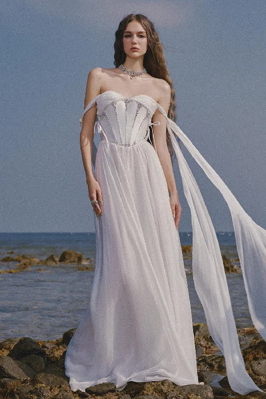 The Lake Gathered Sweetheart Neck Chiffon Floor Length Dress Tunics Handmade artisanal The Lake Gathered Sweetheart Neck Chiffon Floor Length Dress Tunics Handmade artisanal