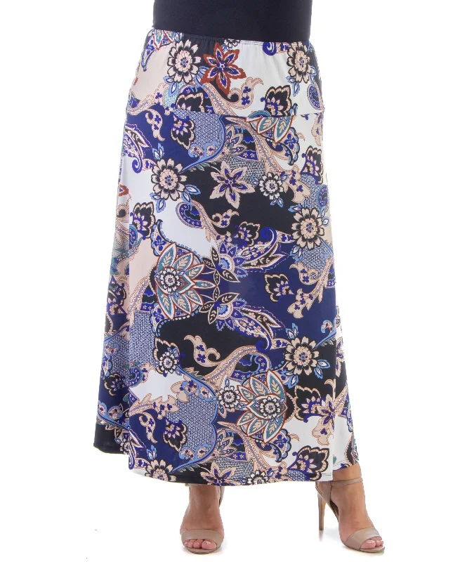 Plus Size Elastic Waist Ankle Length Maxi Skirt cashmere skirt soft