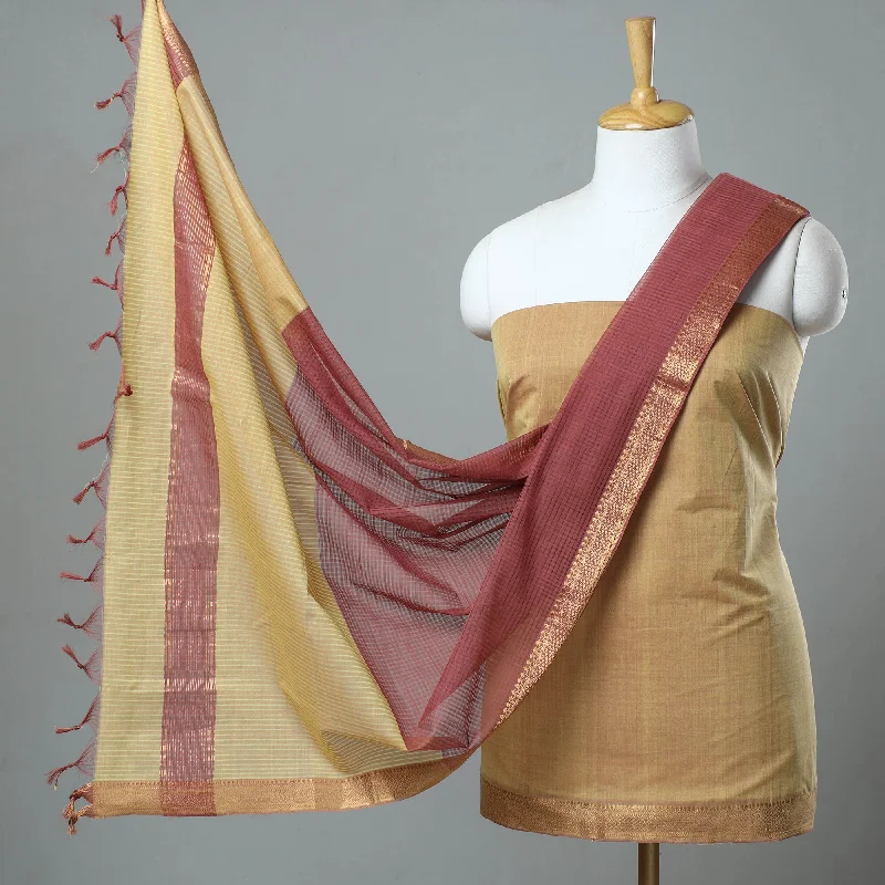 Yellow - 3pc Handloom Cotton Mangalagiri Dress Material 13 Tunics Favorite customer