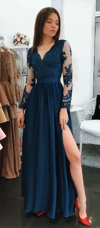 Prom Dress Long Sleeves, Formal Dress, Evening Dress, Graduation Party Dress Tunics Denim casual Prom Dress Long Sleeves, Formal Dress, Evening Dress, Graduation Party Dress Tunics Denim casual