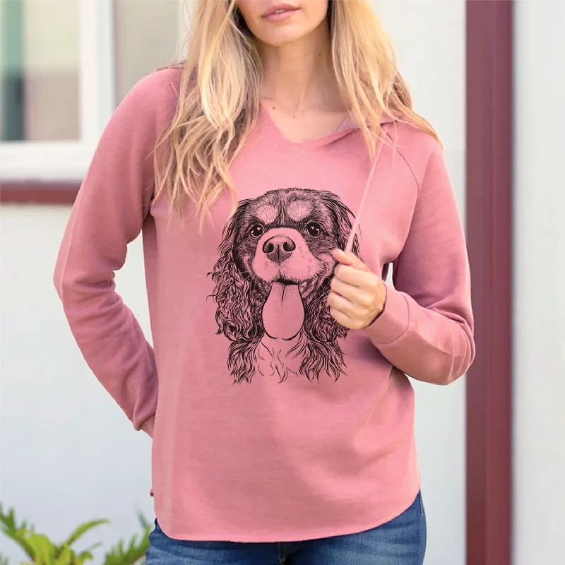Bare Elizabeth the Cavalier King Charles Spaniel - Cali Wave Hooded Sweatshirt Hoodie with Button Placket Classic Preppy Bare Elizabeth the Cavalier King Charles Spaniel - Cali Wave Hooded Sweatshirt Hoodie with Button Placket Classic Preppy