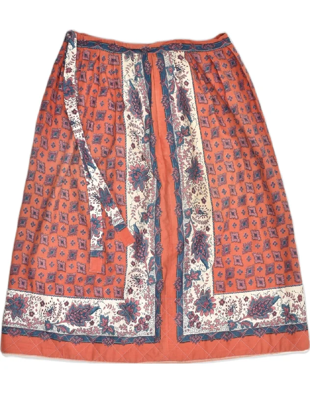 VINTAGE Womens A-Line Skirt W30 Medium Orange Floral cashmere skirt fine