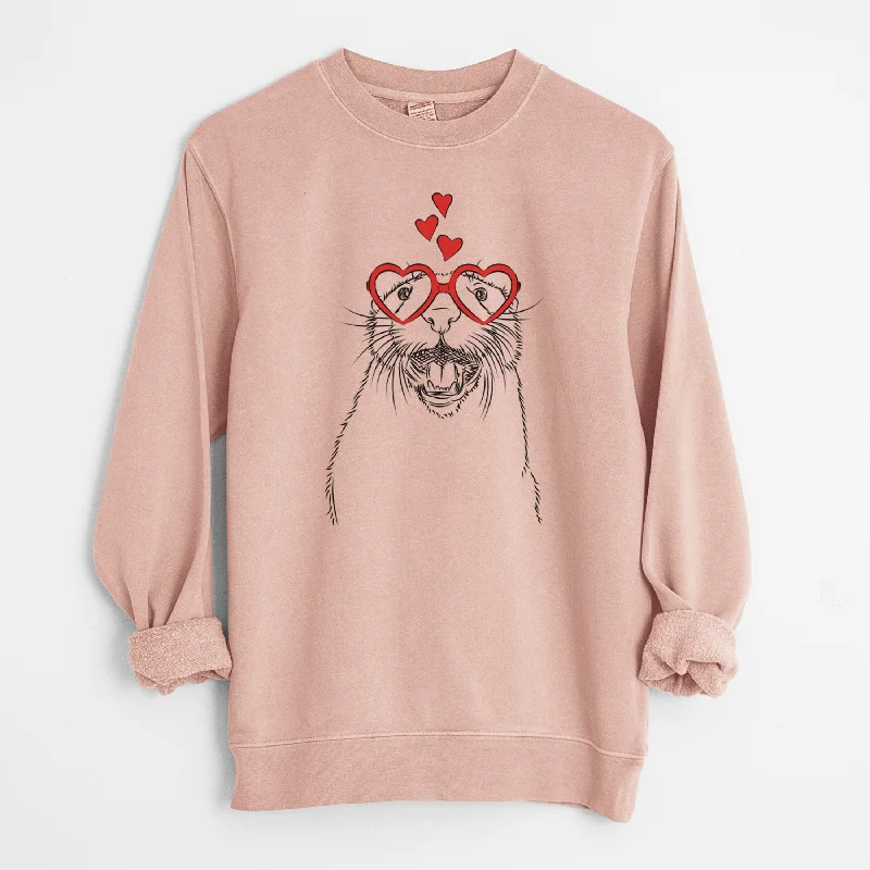 Valentine Jasper the River Otter - Unisex Pigment Dyed Crew Sweatshirt Hoodie with Front Slit Layering Stylish Valentine Jasper the River Otter - Unisex Pigment Dyed Crew Sweatshirt Hoodie with Front Slit Layering Stylish
