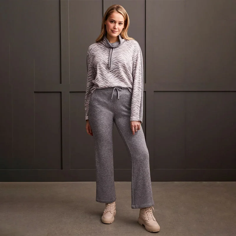 Pull On Grey Mix Pant With Pockets Soft Stretch Trousers