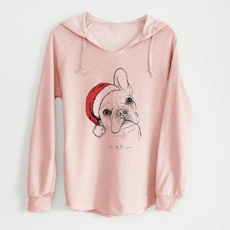 Santa Loki the French Bulldog - Cali Wave Hooded Sweatshirt Hoodie with High-Low Hem Asymmetrical Trendy Santa Loki the French Bulldog - Cali Wave Hooded Sweatshirt Hoodie with High-Low Hem Asymmetrical Trendy
