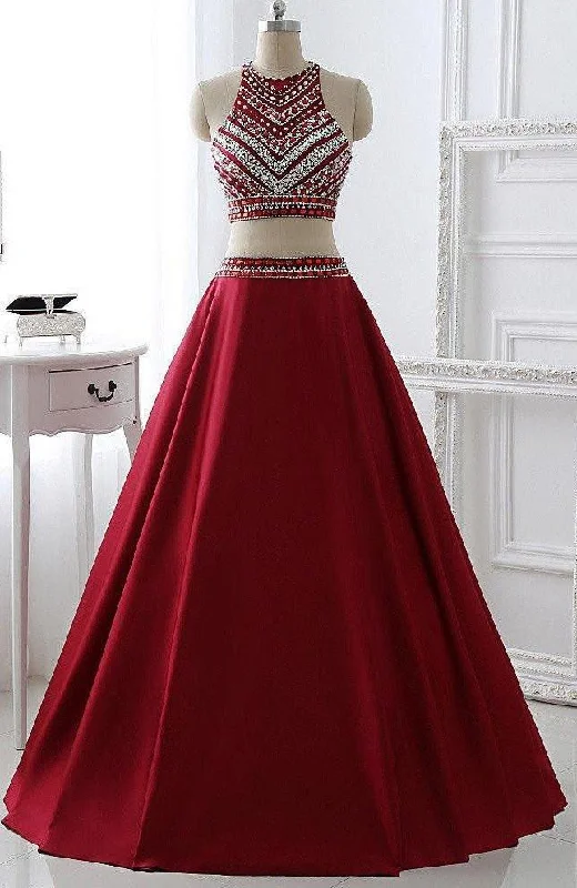 Two Pieces Burgundy Prom Dress Bridal Party Dresses PG 220 Tunics Timeless classic