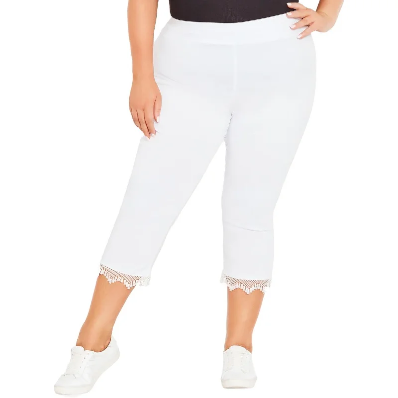 Avenue Womens Plus Stretch Fitted Capri Pants High-Waist Jogger Pants
