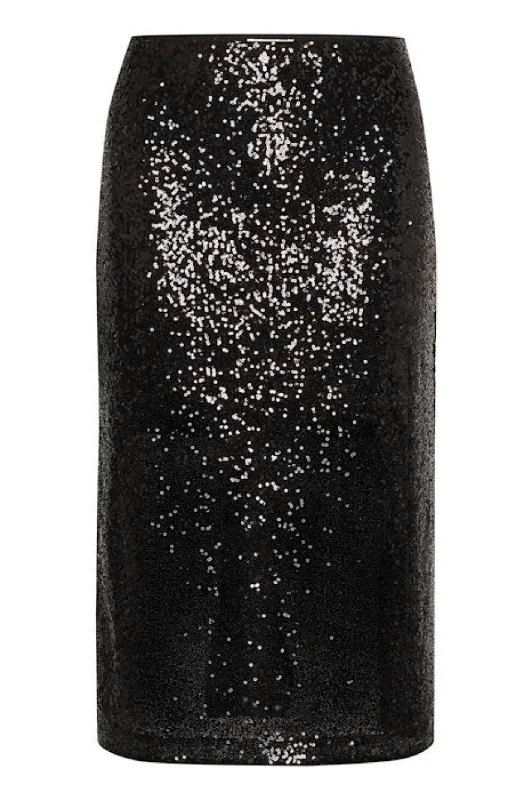 Part Two TeffaniaPW Black Sequin Midi Skirt 30309151 leather skirt sleek