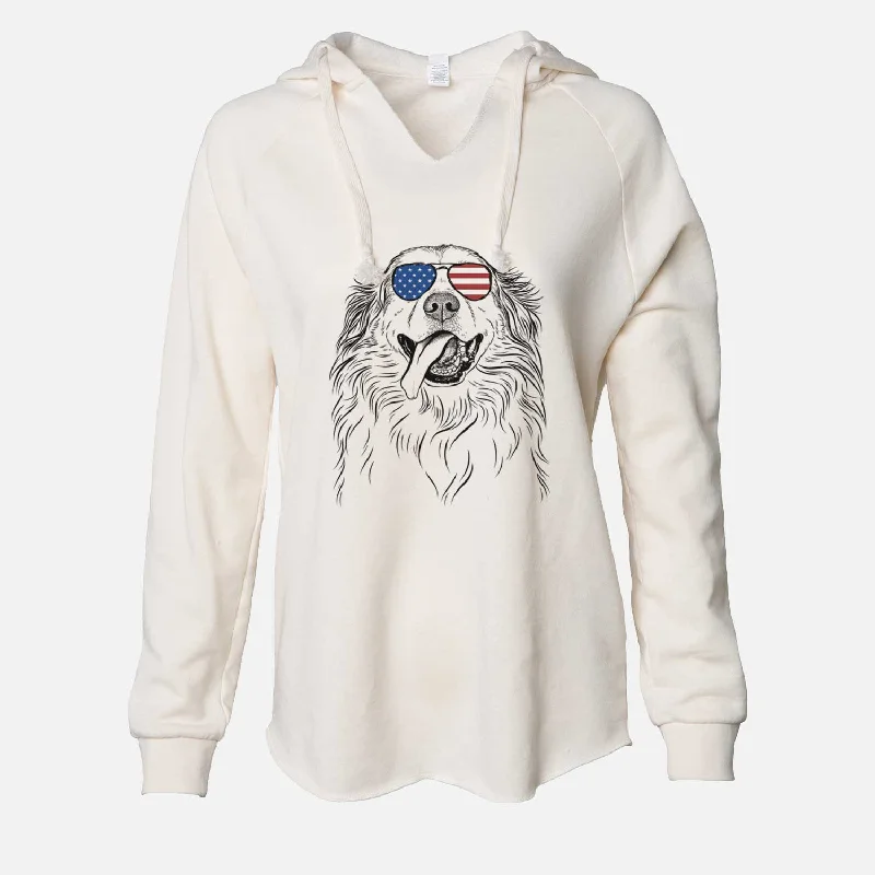 USA Shooter the Golden Retriever - Cali Wave Hooded Sweatshirt Hoodie with Ribbed Neckline Snug Warm USA Shooter the Golden Retriever - Cali Wave Hooded Sweatshirt Hoodie with Ribbed Neckline Snug Warm