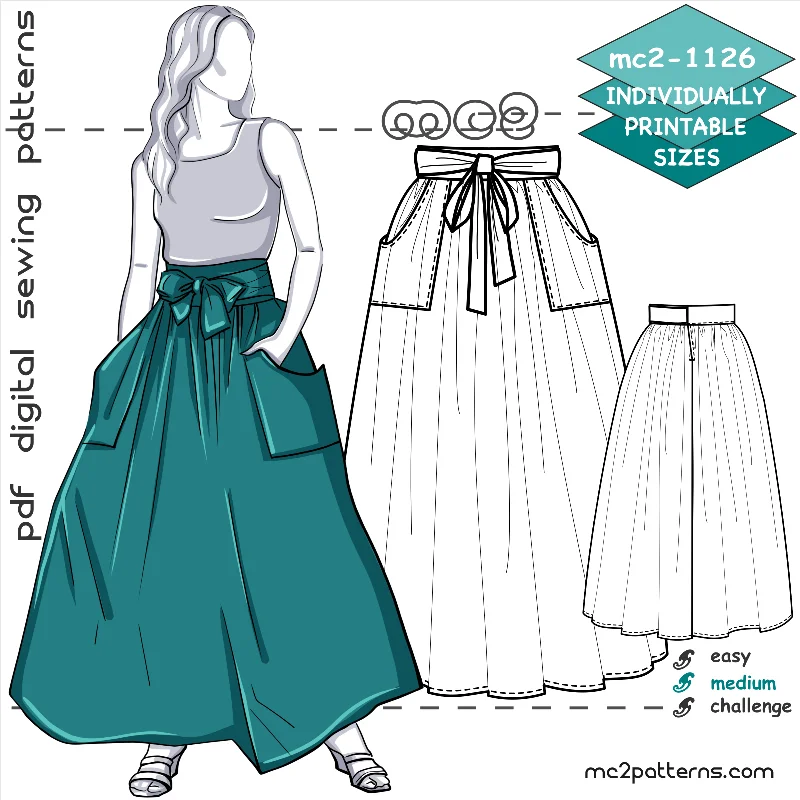 Maxi Wide Peasant Waist-wrap Skirt leather skirt bold