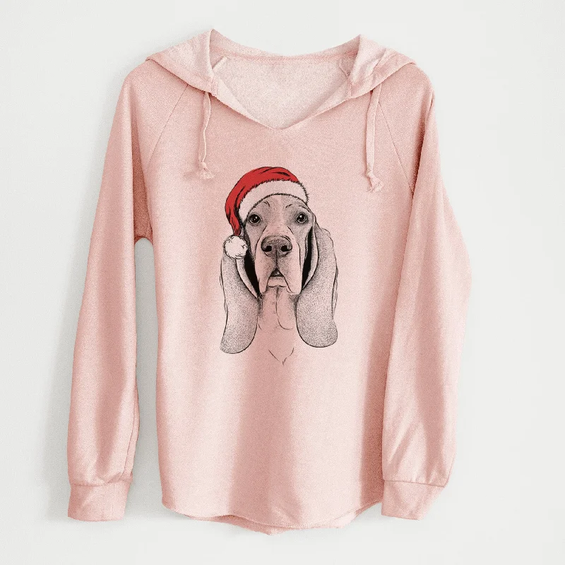 Santa Buckley the Basset Hound - Cali Wave Hooded Sweatshirt Hoodie with Hem Ribbing Snug Secure Santa Buckley the Basset Hound - Cali Wave Hooded Sweatshirt Hoodie with Hem Ribbing Snug Secure