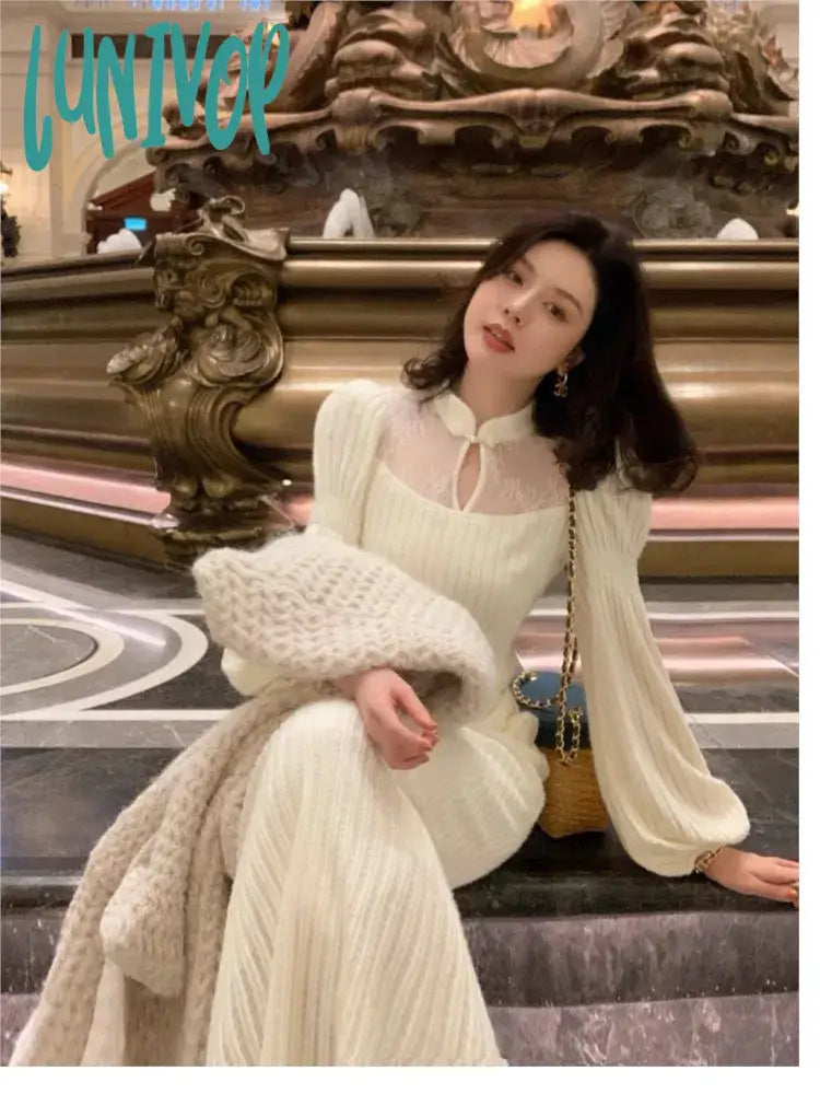 Lunivop New Women's Autumn Vintage Party Dress Fashion Lantern Sleeve Elegant Slim Sexy Dress Female Chinese Style Clothes Robe Vestidos Tunics Polka dots Lunivop New Women's Autumn Vintage Party Dress Fashion Lantern Sleeve Elegant Slim Sexy Dress Female Chinese Style Clothes Robe Vestidos Tunics Polka dots