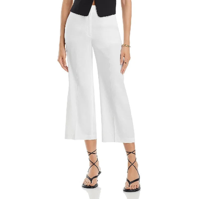 Theory Womens Terena Solid Linen Straight Leg Pants Trendy Palazzo Pants