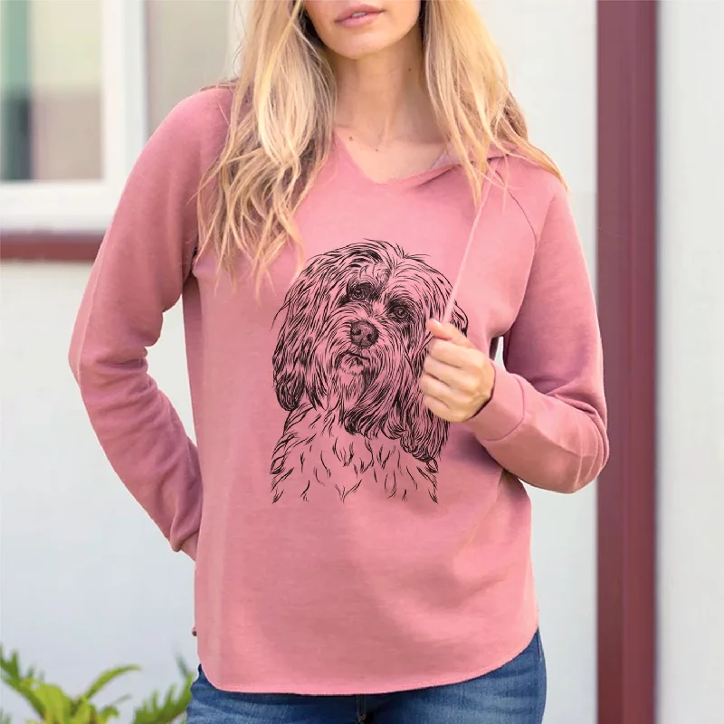 Bare Shenpa the Tibetan Terrier - Cali Wave Hooded Sweatshirt Hoodie with Belted Waist Structured Tailored Bare Shenpa the Tibetan Terrier - Cali Wave Hooded Sweatshirt Hoodie with Belted Waist Structured Tailored