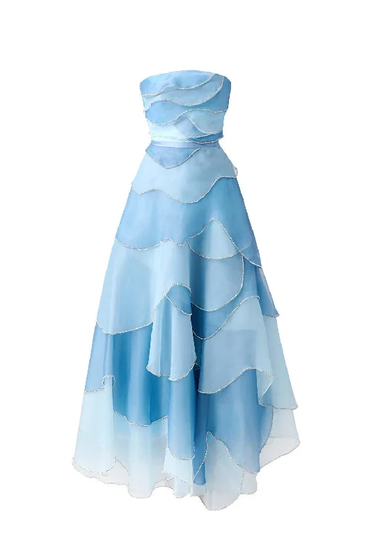 Leonard Layered Straight Across Neck Organza Ankle Length Dress Tunics Stylish elegant Leonard Layered Straight Across Neck Organza Ankle Length Dress Tunics Stylish elegant