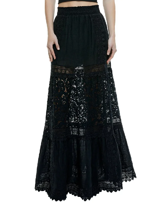 Alice + Olivia Reise Tiered Linen Maxi Skirt corduroy skirt comfortable