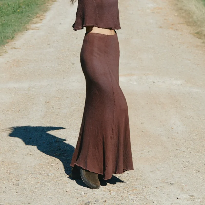 Delphi Skirt- Cocoa spandex blend skirt