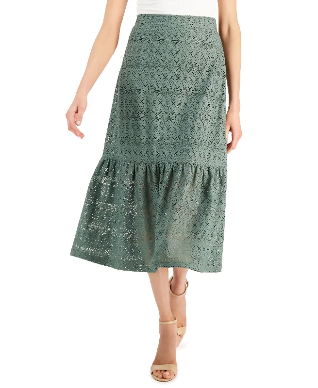 JM Collection Petite Crochet Skirt denim skirt fashionable