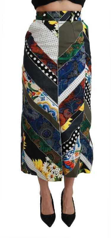 Dolce & Gabbana Elegant Geometric Print High-Waist Women's Skirt wool skirt sturdy