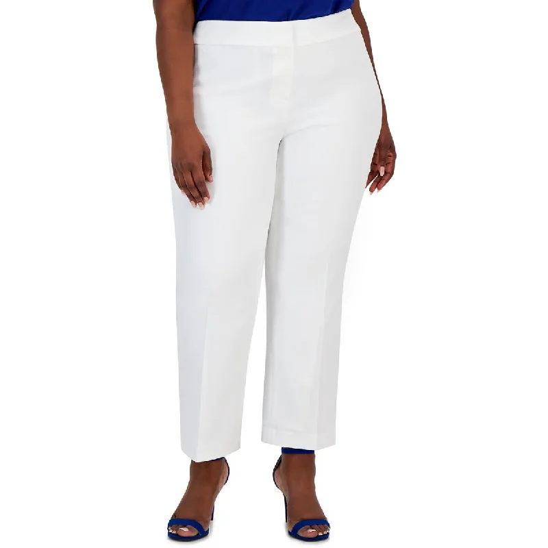 Kasper Womens Plus High Rise Stretch Straight Leg Pants Casual Skinny Fit Pants