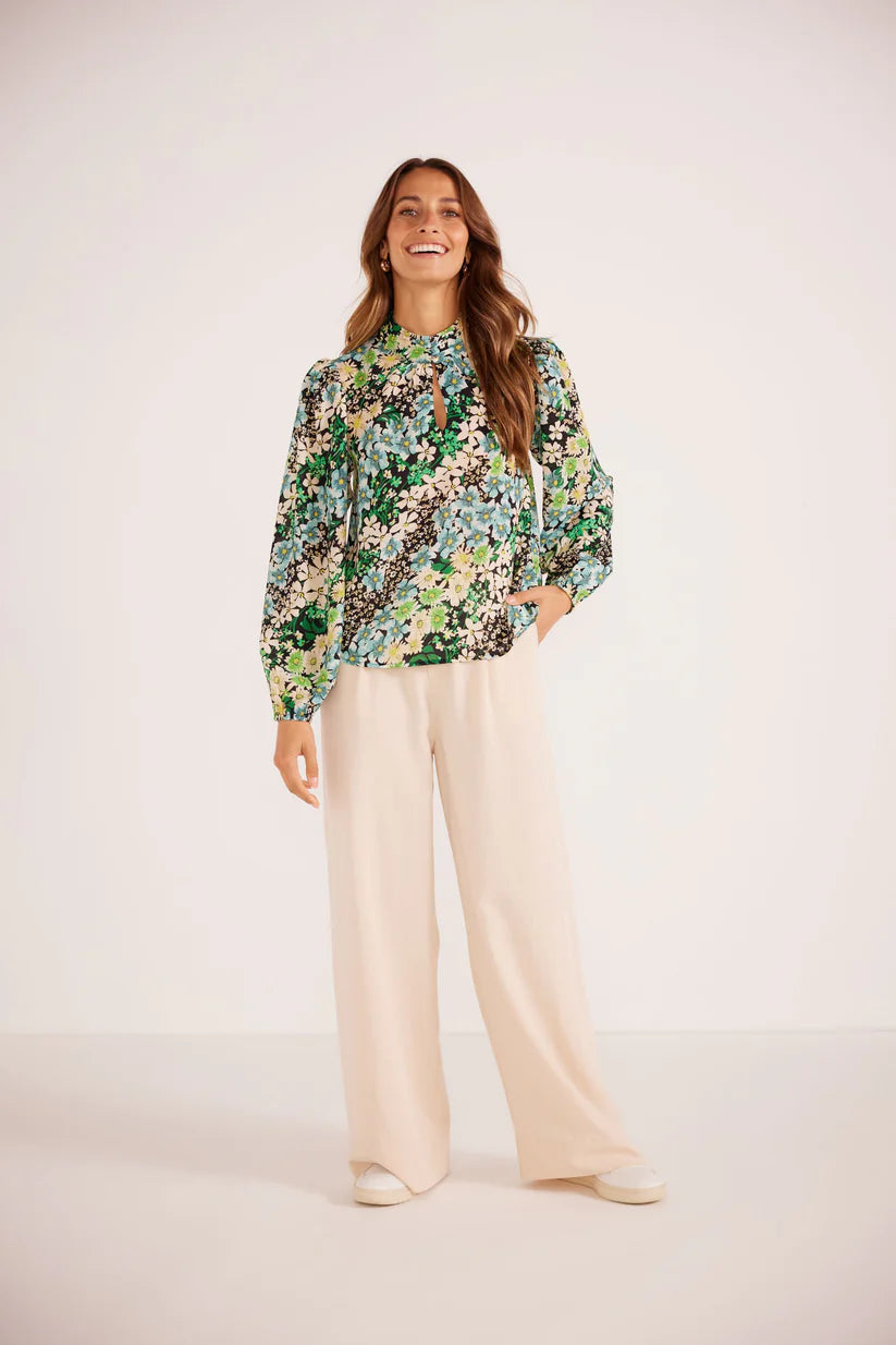 Mink Pink Beige Faro Straight Leg Pants Soft Stretch Pants