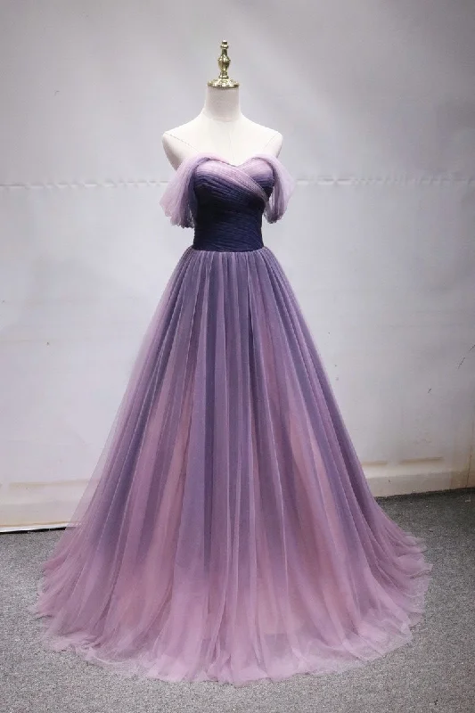 Ombre Off the Shoulder A Line Prom Dress Tulle Party Dress Long Evening Dress OK1171 Crew Neckline Sporty Ombre Off the Shoulder A Line Prom Dress Tulle Party Dress Long Evening Dress OK1171 Crew Neckline Sporty