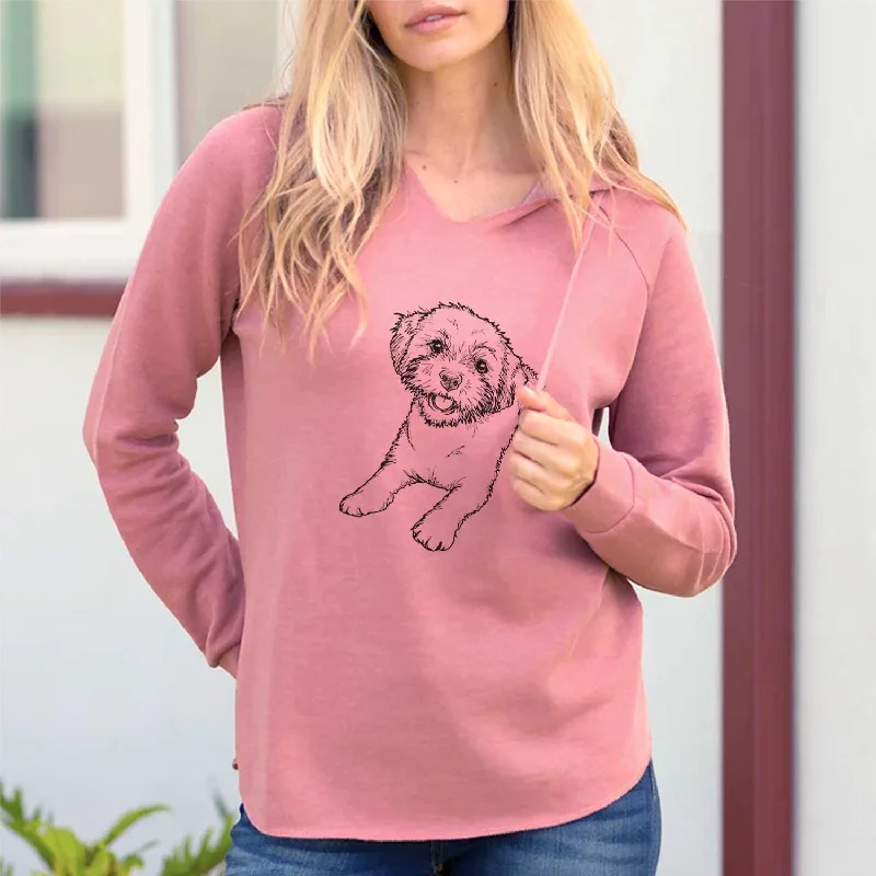 Doodled Lexi the Shichon - Cali Wave Hooded Sweatshirt Hoodie with Print Artistic Unique Doodled Lexi the Shichon - Cali Wave Hooded Sweatshirt Hoodie with Print Artistic Unique