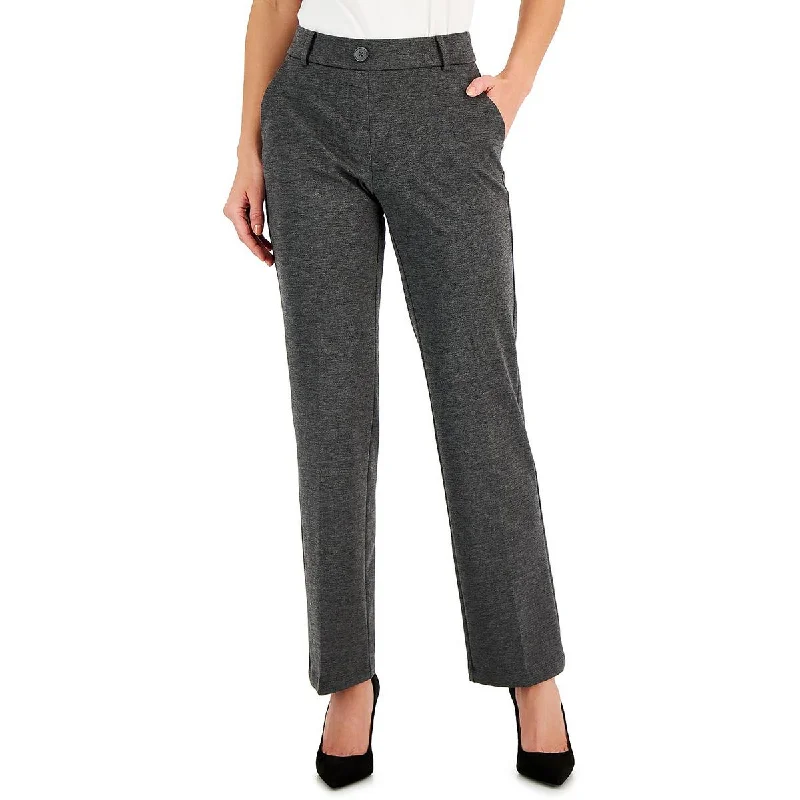 Kasper Womens Petites Faux Fly Office Wide Leg Pants Sleek Black Pants