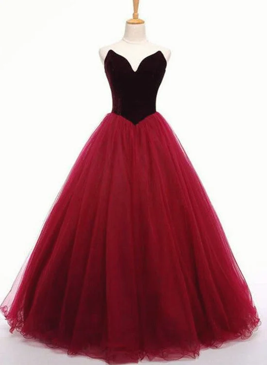 Tulle and Velvet Burgundy Long Party Gown, Tulle Gowns, Junior Prom Dresses Tunics Handmade artisanal Tulle and Velvet Burgundy Long Party Gown, Tulle Gowns, Junior Prom Dresses Tunics Handmade artisanal