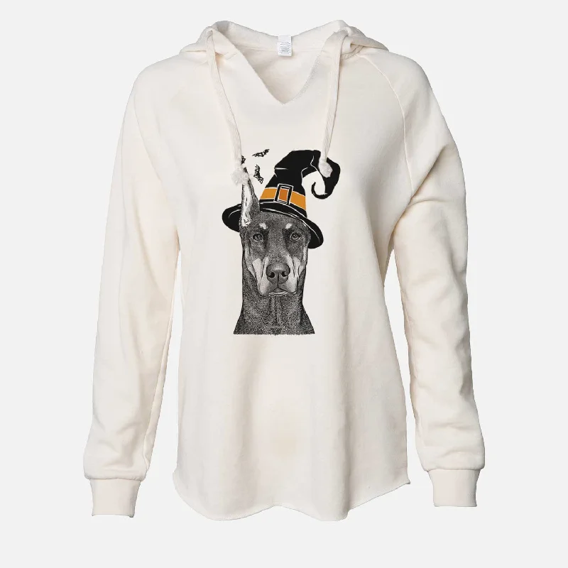 Witch Drake the Doberman Pinscher - Cali Wave Hooded Sweatshirt Hoodie with Lace Feminine Delicate Witch Drake the Doberman Pinscher - Cali Wave Hooded Sweatshirt Hoodie with Lace Feminine Delicate