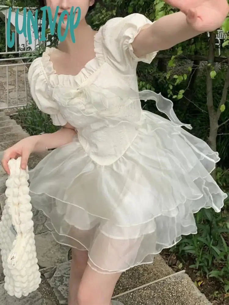 Lunivop French Short Party Dress Women Puff Sleeve Elegant Vintage Mini Dress Female Autumn Casual Kawaii Lolita Dress Korean Chic Tunics Satin smooth Lunivop French Short Party Dress Women Puff Sleeve Elegant Vintage Mini Dress Female Autumn Casual Kawaii Lolita Dress Korean Chic Tunics Satin smooth