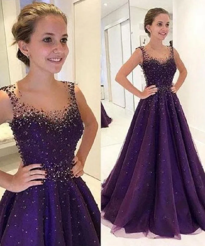 Purple Prom Dress, Evening Gown, Graduation School Party Dress, Winter Formal Dress Tunics Party sparkling Purple Prom Dress, Evening Gown, Graduation School Party Dress, Winter Formal Dress Tunics Party sparkling