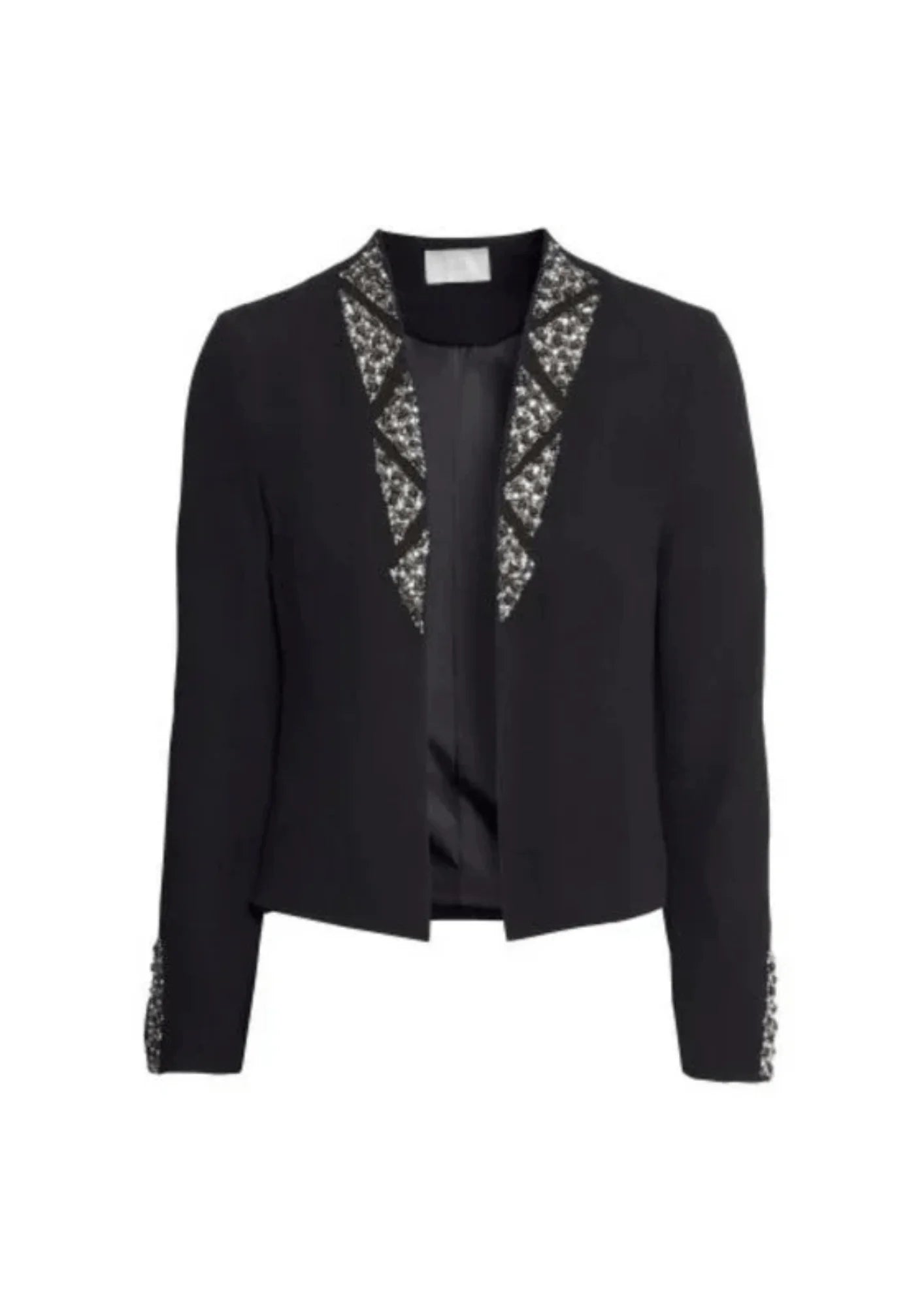 BLACK BEADED OPEN BLAZER Women's Trendy Jacket