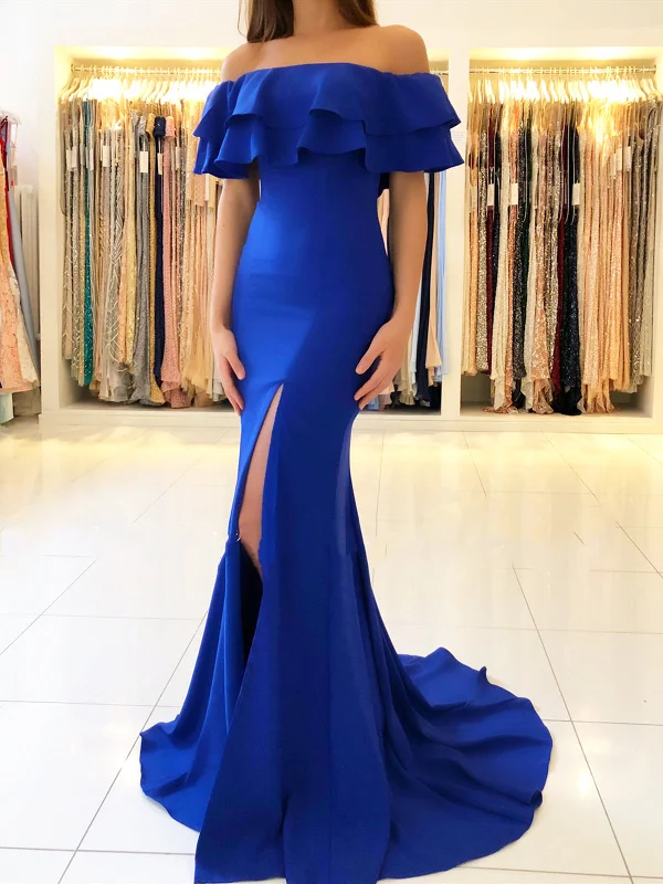 Off The Shoulder Royal Blue/ Green Mermaid Long Prom Dress with Slit, Royal Blue/ Green Off Shoulder Mermaid Formal Graduation Evening Dresses Tunics Bestseller popular Off The Shoulder Royal Blue/ Green Mermaid Long Prom Dress with Slit, Royal Blue/ Green Off Shoulder Mermaid Formal Graduation Evening Dresses Tunics Bestseller popular