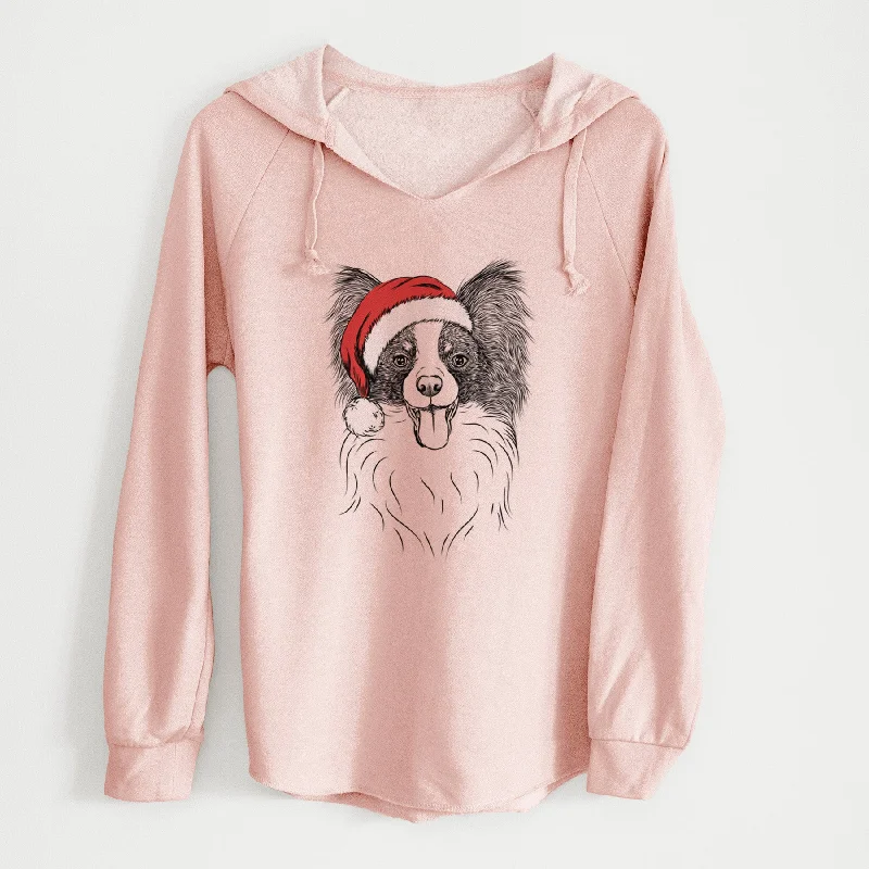 Santa Patrick the Papillon - Cali Wave Hooded Sweatshirt Hoodie with Hidden Zipper Minimalist Clean Santa Patrick the Papillon - Cali Wave Hooded Sweatshirt Hoodie with Hidden Zipper Minimalist Clean