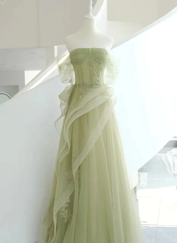 Light Green Tulle with Beaded A-line Prom Dress Light Green Evening Dress Party Dress empire Waist empire Light Green Tulle with Beaded A-line Prom Dress Light Green Evening Dress Party Dress empire Waist empire