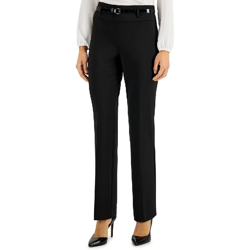 Kasper Womens High Rise Belted Bootcut Pants Comfortable Denim Trousers