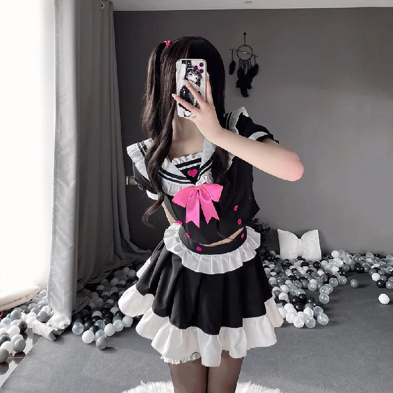 Anime Maid Cosplay Costume Classic Japanese Lolita Lace Top with Skirt Uniform Outfit wool skirt warm