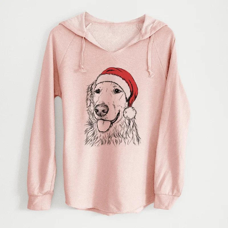 Santa Hopper the Golden Retriever - Cali Wave Hooded Sweatshirt Hoodie with Drawstring Waist Adjustable Fitted Santa Hopper the Golden Retriever - Cali Wave Hooded Sweatshirt Hoodie with Drawstring Waist Adjustable Fitted