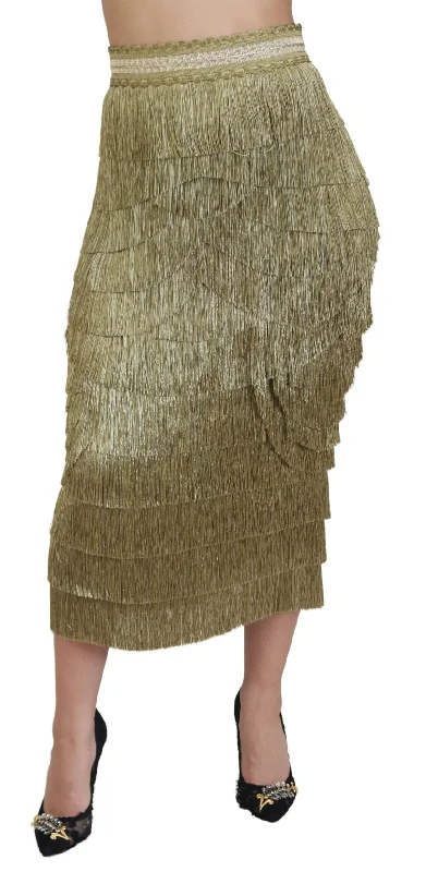 Dolce & Gabbana en High Waist Tie Midi Women's Skirt relaxed fit skirt