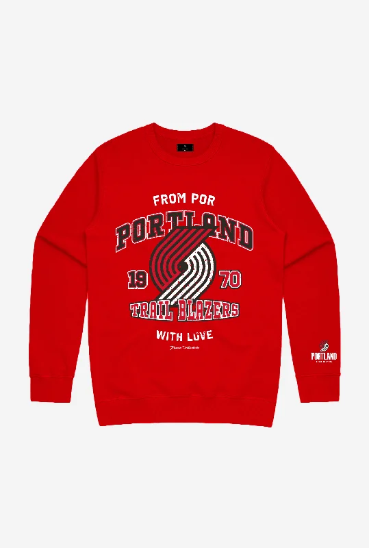 Portland Trail Blazers Washed Crewneck - Red Women's Luxurious Jacket