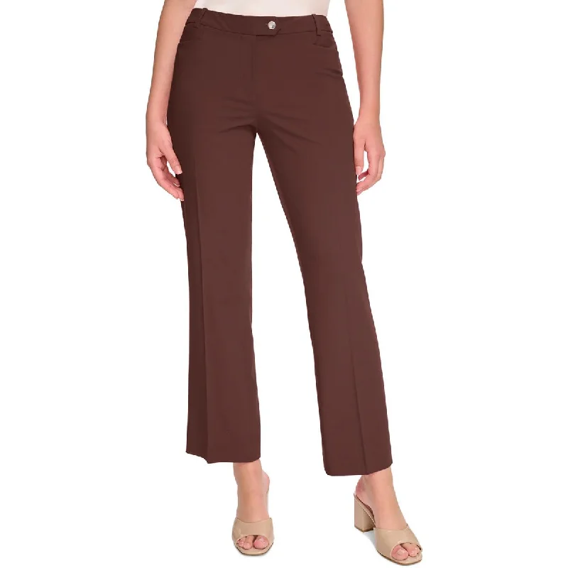 Calvin Klein Womens Petites Mid-Rise Solid Bootcut Pants Casual Skinny Fit Pants