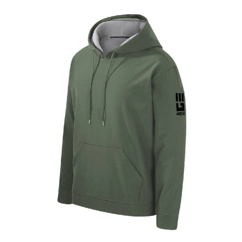 MudGear All-Weather Warrior Hoodie - Olive Drab Green Hoodie with Hem Frayed Vintage Worn MudGear All-Weather Warrior Hoodie - Olive Drab Green Hoodie with Hem Frayed Vintage Worn