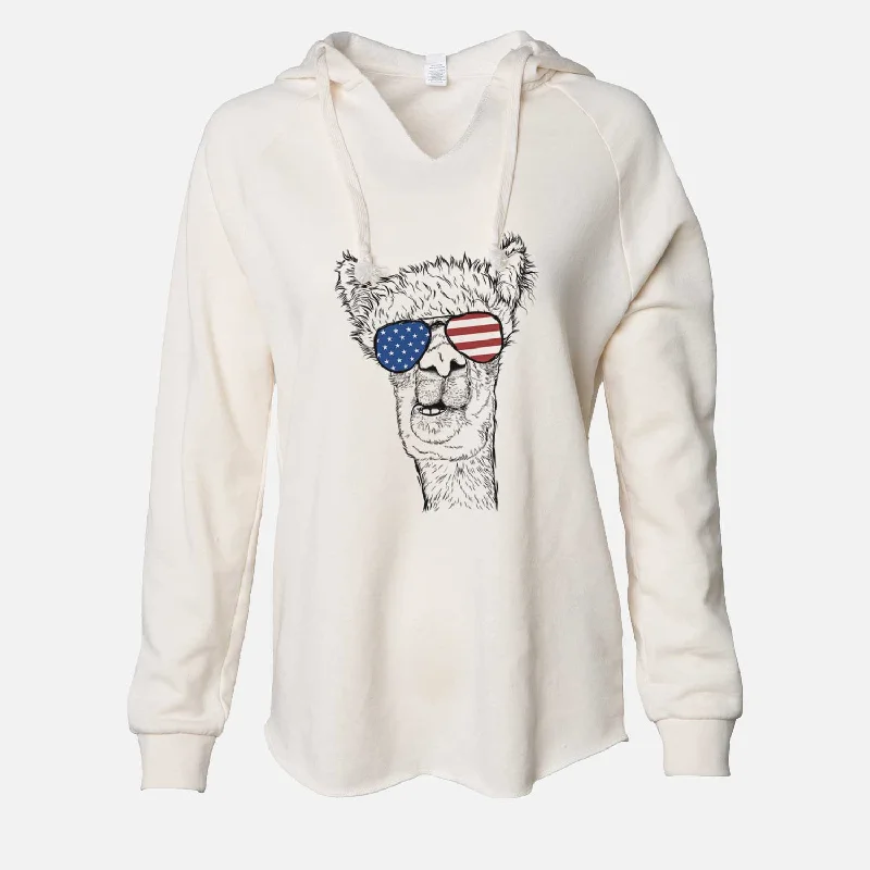 USA Henry the Alpaca - Cali Wave Hooded Sweatshirt Hoodie with Half-Zip Sporty Casual USA Henry the Alpaca - Cali Wave Hooded Sweatshirt Hoodie with Half-Zip Sporty Casual