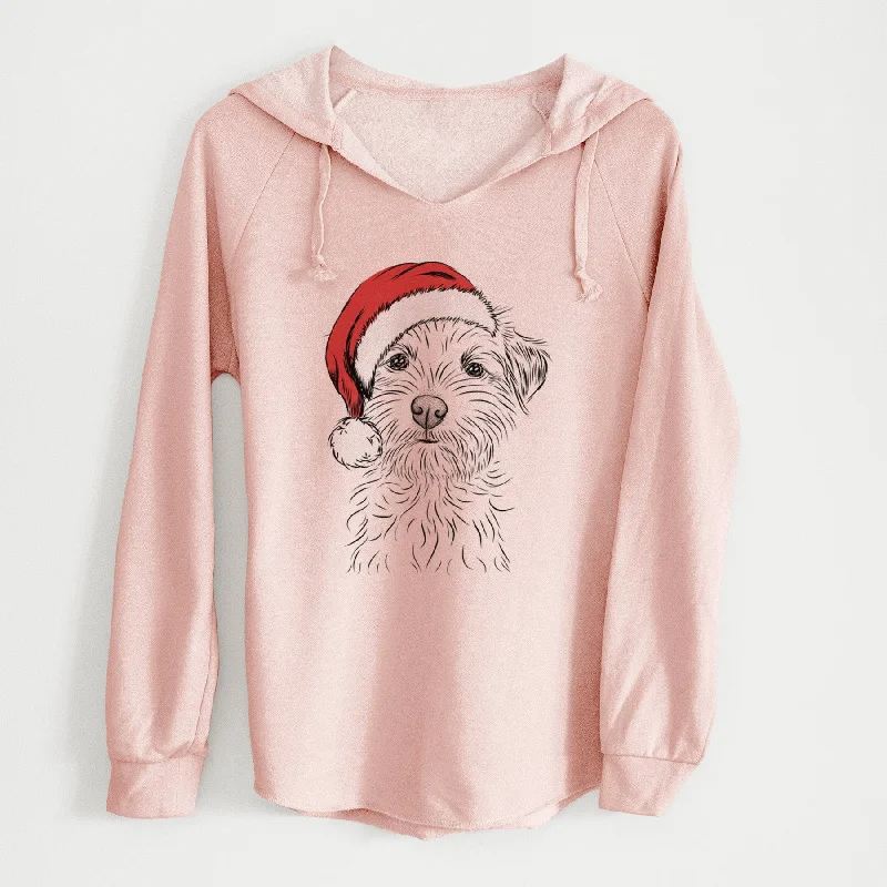 Santa Benjamin the Border Terrier - Cali Wave Hooded Sweatshirt Hoodie with Hem Drawcord Adjustable Customizable Santa Benjamin the Border Terrier - Cali Wave Hooded Sweatshirt Hoodie with Hem Drawcord Adjustable Customizable