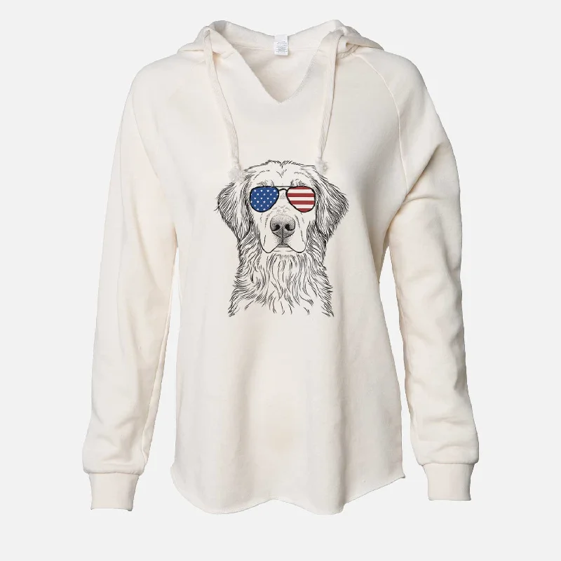 USA Moose the Field Golden Retriever - Cali Wave Hooded Sweatshirt Hoodie with Relaxed Fit Easy Casual USA Moose the Field Golden Retriever - Cali Wave Hooded Sweatshirt Hoodie with Relaxed Fit Easy Casual