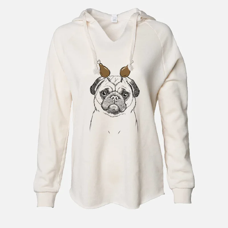 Thanksgiving Ruby the Pug - Cali Wave Hooded Sweatshirt Hoodie with Fur Luxurious Winter Thanksgiving Ruby the Pug - Cali Wave Hooded Sweatshirt Hoodie with Fur Luxurious Winter