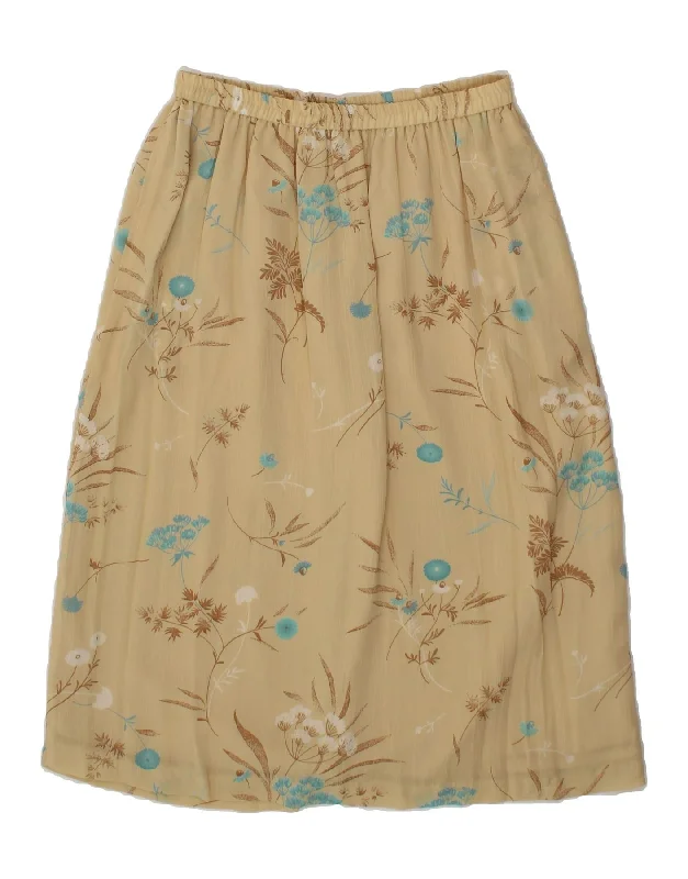 EASTEX Womens A-Line Skirt UK 12 Medium W28 Beige Floral Viscose vintage skirt charm