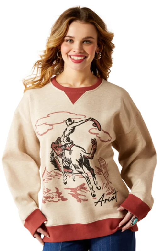 Women’s Ariat Oatmeal Roughstock Sweatshirt Hoodie with Full-Zip Functional Layering Women’s Ariat Oatmeal Roughstock Sweatshirt Hoodie with Full-Zip Functional Layering